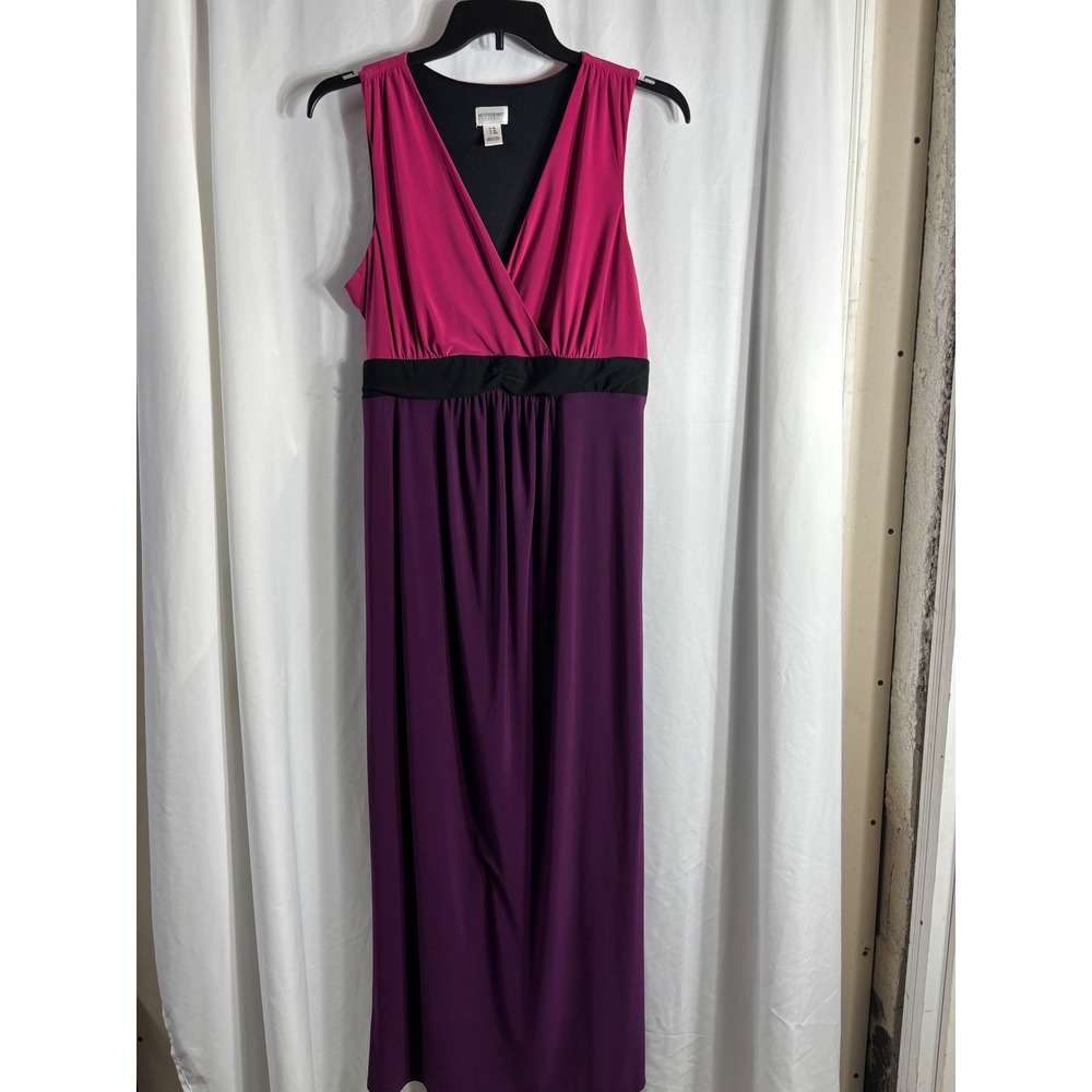 Motherhood Maternity Dress Pink Purple‎ Black V Neck Sleeveless Empire Waist XL